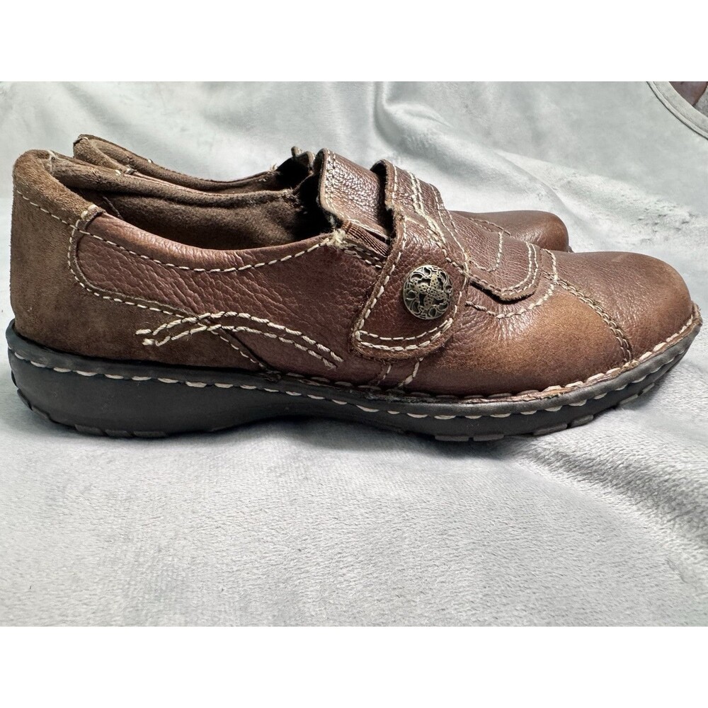 Earth Origins Erika Women's Brown Leather Comfort Slip-On Shoes Round Toe 8M